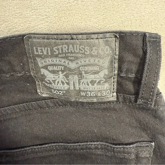 Levi's 502 Taper Fit Stretch Jeans Men's Sz 36x30 Black - Picture 6 of 11